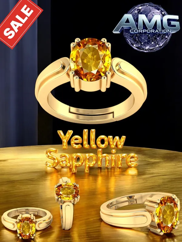 Yellow_Sapphire_Pukhraj_Gemstone_Brass_Metal_Adjustable_Ring_Astrological_Purpose_For_Unisex