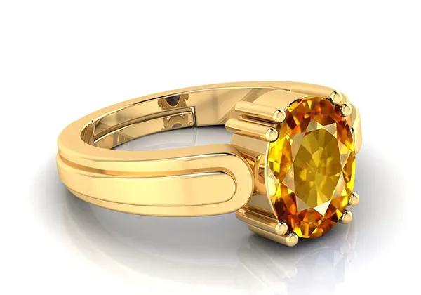 Yellow_Sapphire_Pukhraj_Gemstone_Brass_Metal_Adjustable_Ring_Astrological_Purpose_For_Unisex