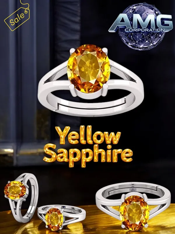 Yellow_Sapphire_Pukhraj_Gemstone_Brass_Metal_Adjustable_Ring_Astrological_Purpose_For_Unisex