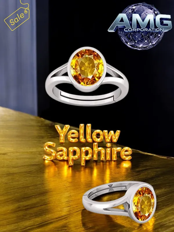 Yellow_Sapphire_Pukhraj_Gemstone_Brass_Metal_Adjustable_Ring_Astrological_Purpose_For_Unisex