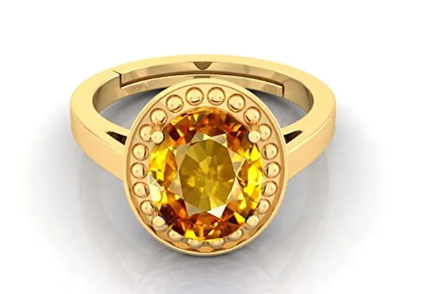 Yellow_Sapphire_Pukhraj_Gemstone_Brass_Metal_Adjustable_Ring_Astrological_Purpose_For_Unisex