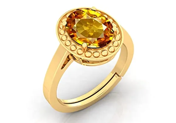 Yellow_Sapphire_Pukhraj_Gemstone_Brass_Metal_Adjustable_Ring_Astrological_Purpose_For_Unisex