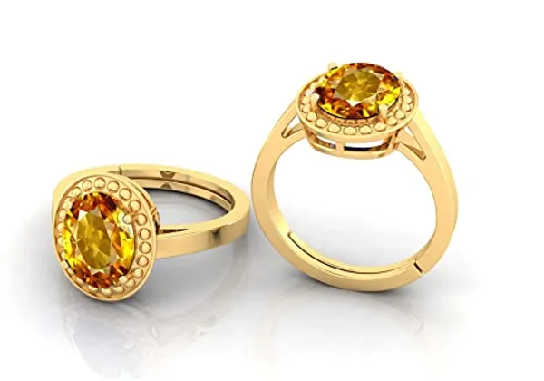 Yellow_Sapphire_Pukhraj_Gemstone_Brass_Metal_Adjustable_Ring_Astrological_Purpose_For_Unisex
