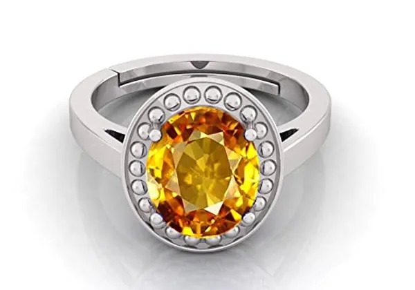 Yellow_Sapphire_Pukhraj_Gemstone_Brass_Metal_Adjustable_Ring_Astrological_Purpose_For_Unisex