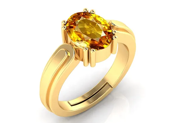 Yellow_Sapphire_Pukhraj_Gemstone_Brass_Metal_Adjustable_Ring_Astrological_Purpose_For_Unisex