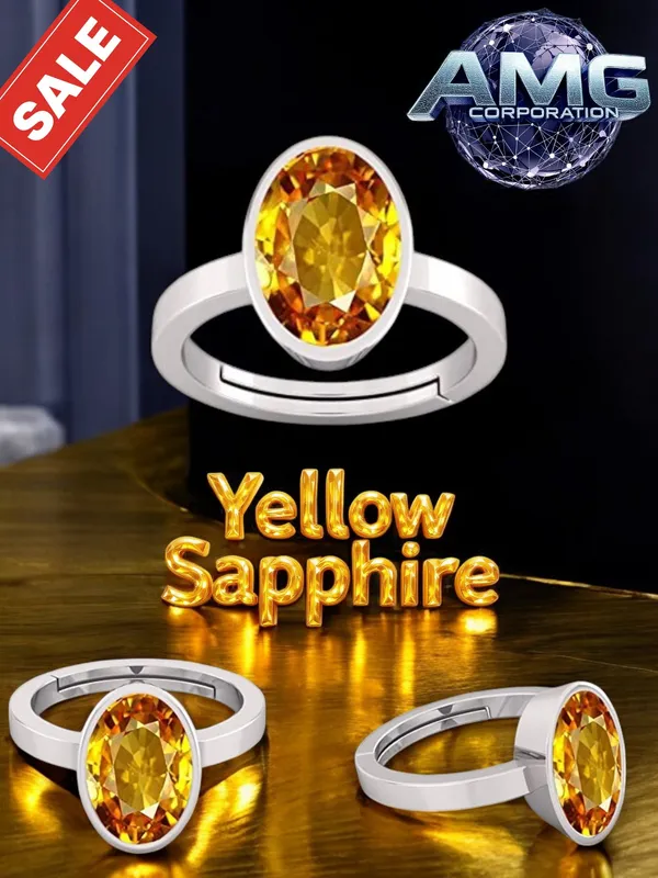 Yellow_Sapphire_Pukhraj_Gemstone_Brass_Metal_Adjustable_Ring_Astrological_Purpose_For_Unisex