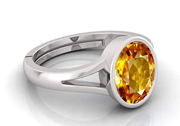 Yellow_Sapphire_Pukhraj_Gemstone_Brass_Metal_Adjustable_Ring_Astrological_Purpose_For_Unisex