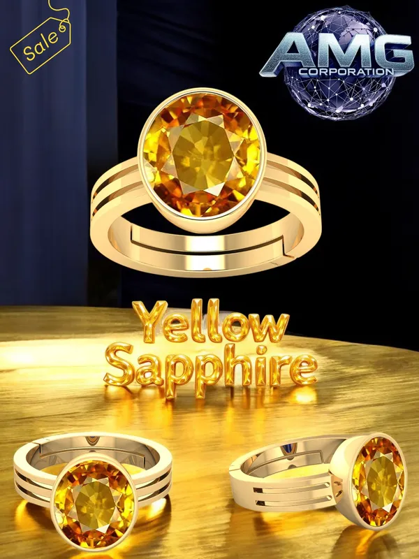 Yellow_Sapphire_Pukhraj_Gemstone_Brass_Metal_Adjustable_Ring_Astrological_Purpose_For_Unisex