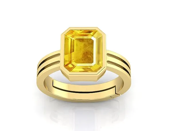 Yellow_Sapphire_Pukhraj_Gemstone_Brass_Metal_Adjustable_Ring_Astrological_Purpose_For_Unisex