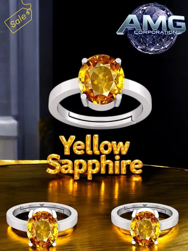 Yellow_Sapphire_Pukhraj_Gemstone_Brass_Metal_Adjustable_Ring_Astrological_Purpose_For_Unisex