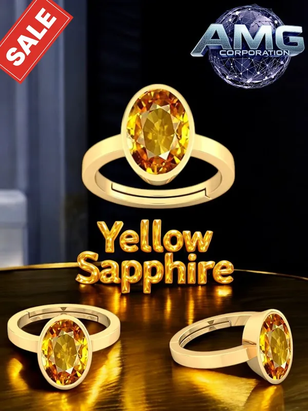 Yellow_Sapphire_Pukhraj_Gemstone_Brass_Metal_Adjustable_Ring_Astrological_Purpose_For_Unisex
