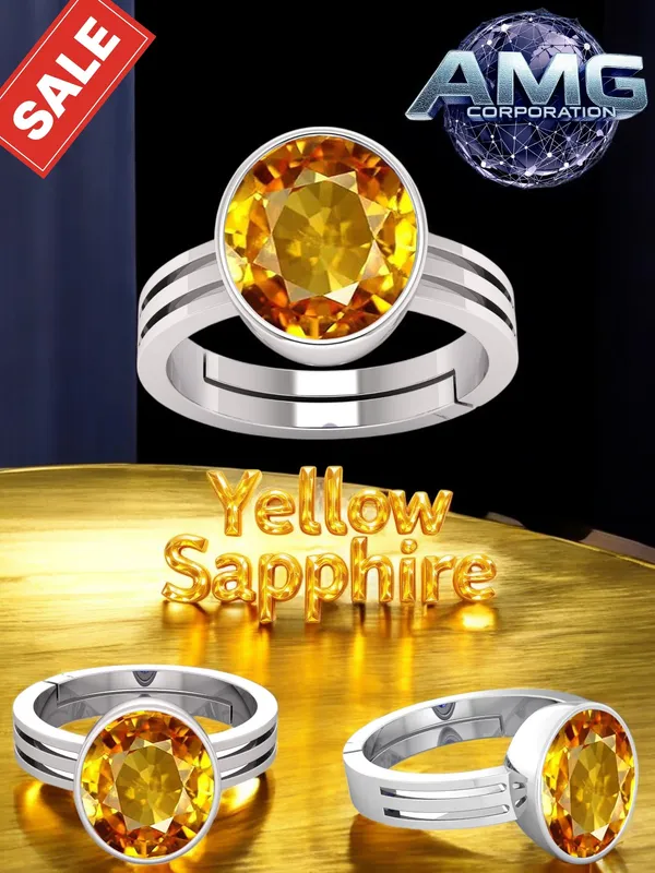 Yellow_Sapphire_Pukhraj_Gemstone_Brass_Metal_Adjustable_Ring_Astrological_Purpose_For_Unisex