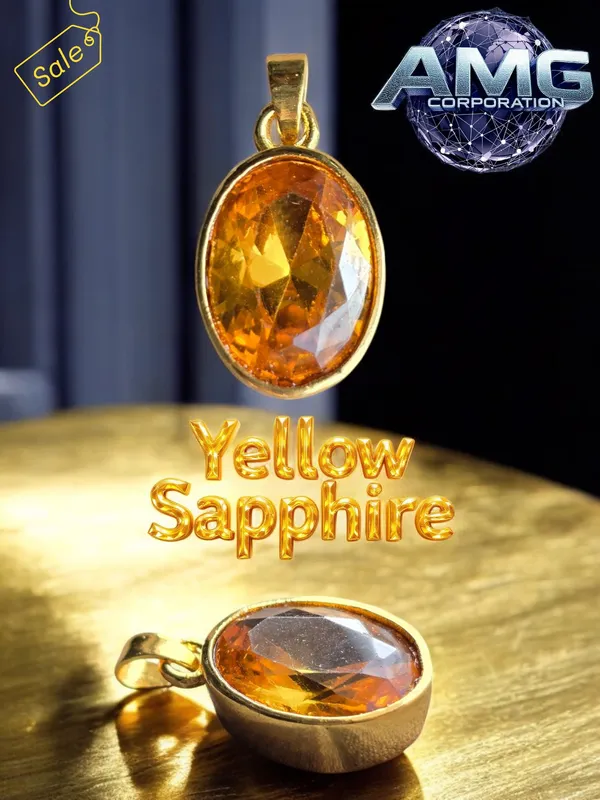 Yellow_Sapphire_Pukhraj_Gemstone_Brass_Metal__Pendant_Astrological_Purpose_For_Unisex