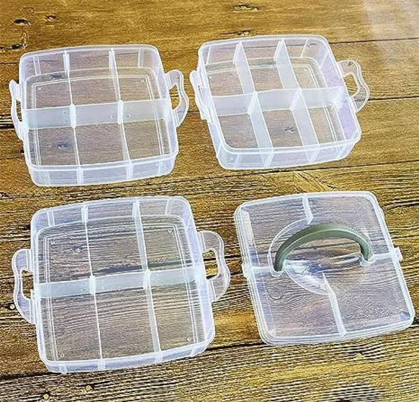 White_Plastic_3_Layers_18_Grid_Plastic_Transparent_Storage_Box