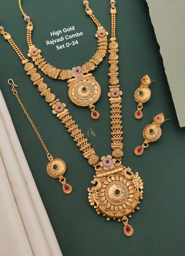 Gold_Plated_Necklace_Premium_Rajwadi_Look_Necklace_Set_Combo_For_Women