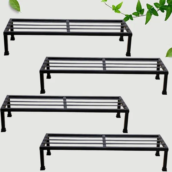 Pack_Of_4_Black_Rectangular_Metal_Stand_|_For_Indoor/Outdoor_Plants_|_24_Inches