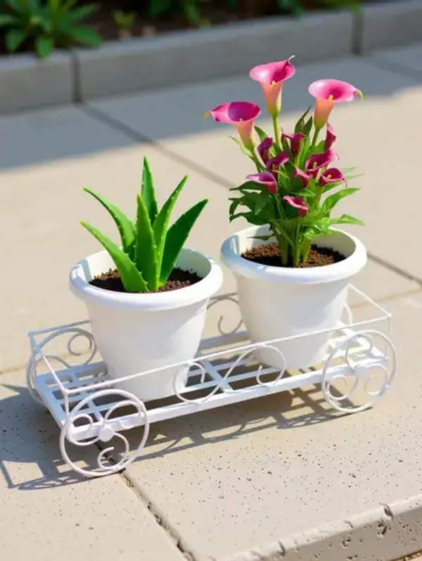 White_Metal_Rectangular_Stands__|_For_Indoor_And_Outdoor_Plants_|_With_Moving_Wheels_|_Size:(60_L_X_20_W_X_17_H_Cm)