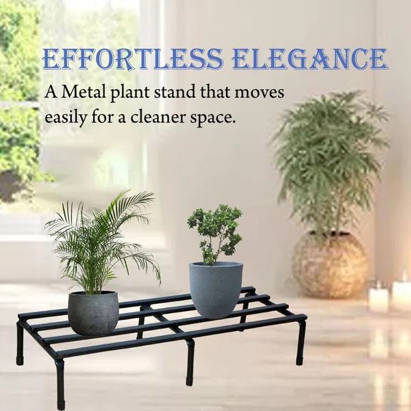 Set_Of_4_Black_Heavy_Metal_Flower_Pot/Plant_Stand__|_For_Home_Garden_Balcony_Living_Room__Decoration_24_Inches