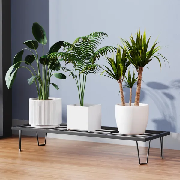 Set_Of_2_Black_Heavy_Metal_Flower_Pot/Plant_Stand_|_For_Home_Garden_Balcony_Living_Room_Decoration_24_Inches