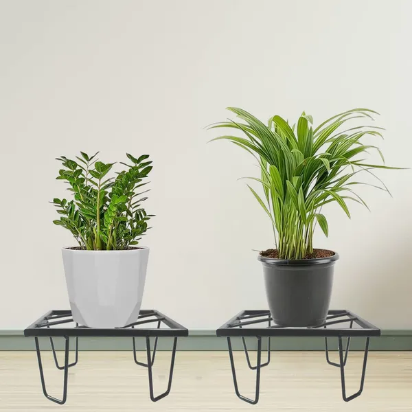 Set_Of_2_Black_Heavy_Metal_Flower_Pot/Plant_Stand_|_For_Home_Garden_Balcony_Living_Room_Decoration_Square_Shape