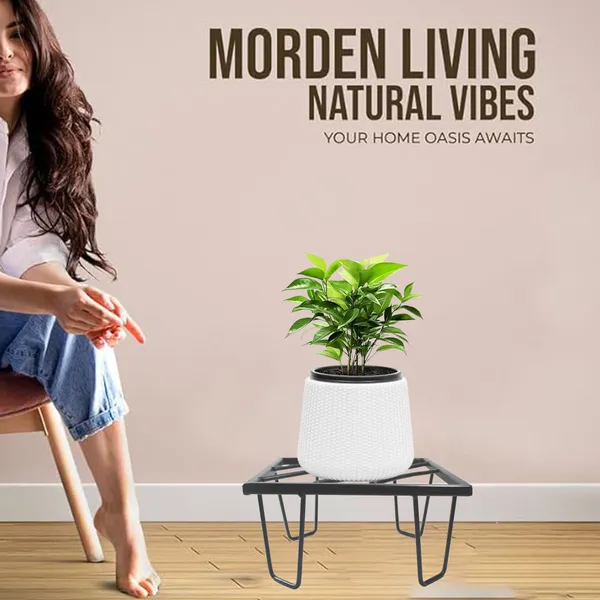 Set_Of_2_Black_Heavy_Metal_Flower_Pot/Plant_Stand_|_For_Home_Garden_Balcony_Living_Room_Decoration_Square_Shape