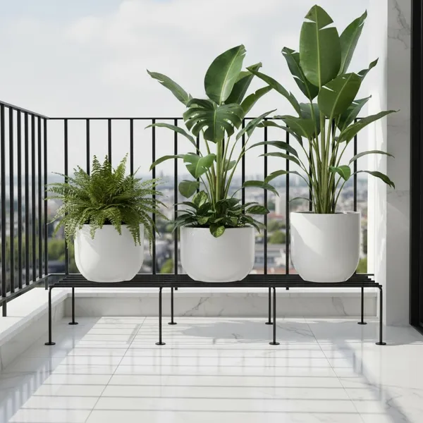 Set_Of_4_Black_Heavy_Metal_Flower_Pot/Plant_Stand__|_For_Home_Garden_Balcony_Living_Room_Decoration_24_Inches