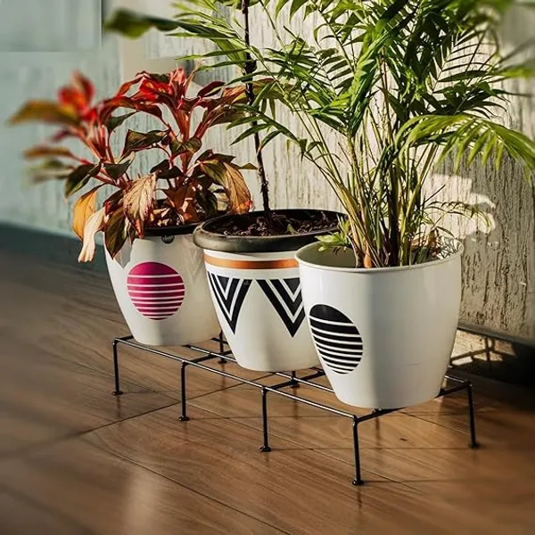 Set_Of_4_Black_Heavy_Metal_Flower_Pot/Plant_Stand__|_For_Home_Garden_Balcony_Living_Room_Decoration_24_Inches