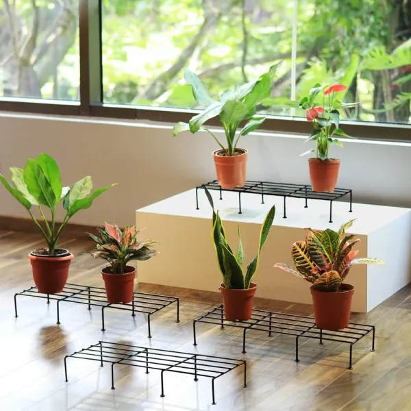Set_Of_4_Black_Heavy_Metal_Flower_Pot/Plant_Stand__|_For_Home_Garden_Balcony_Living_Room_Decoration_24_Inches