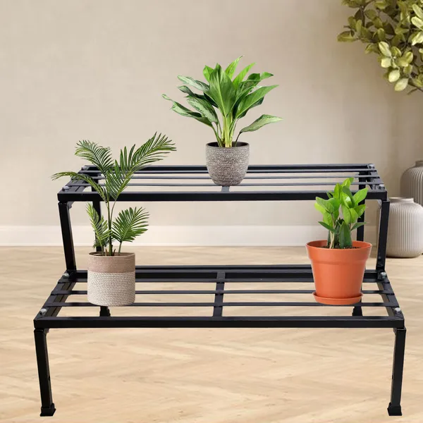 Black_Classic_2_Step_Stand_|_For_Multiple_Pots,_Indoor_Shelf_Rack_|_24_Inches