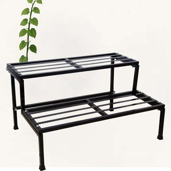 Black_Classic_2_Step_Stand_|_For_Multiple_Pots,_Indoor_Shelf_Rack_|_24_Inches