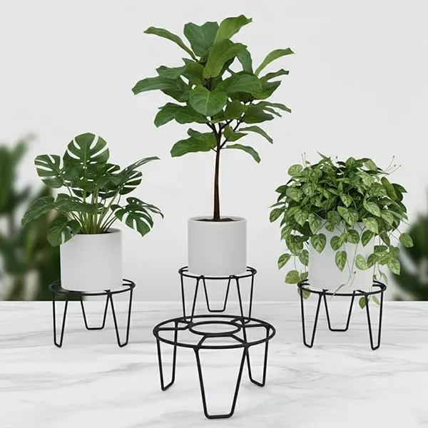 Set_Of_2_Black_Metal_Round_O_Shapeflower_Pot/Plant_Stand_|_For_Home_Garden_Balcony_Living_Room_Decoration