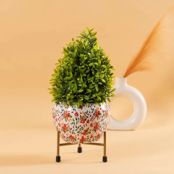 White_Decorative_Apple_Pot_With_Stand_|_For_Indoor_Plants_Rust_Free_Metal_Plant_Pots_|_For_Living_Room_And_Table_Top