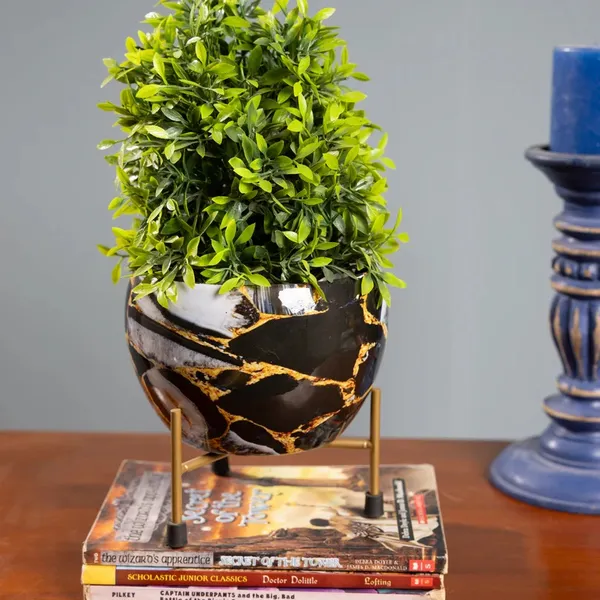 Set_of_1_Black_Metal_Apple_Pot_With_Stand_|_For_Indoor_Plants_|_Rust_Free_Decorative_Ideal_|_For_Living_Room_And_Table_Top