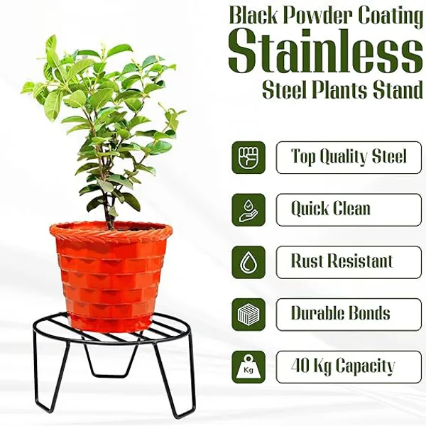Set_Of_2_Black_Round_Metal_Flower_Pot/Plant_Stand_|_For_Home_Garden_Balcony_Living_Room_Decoration
