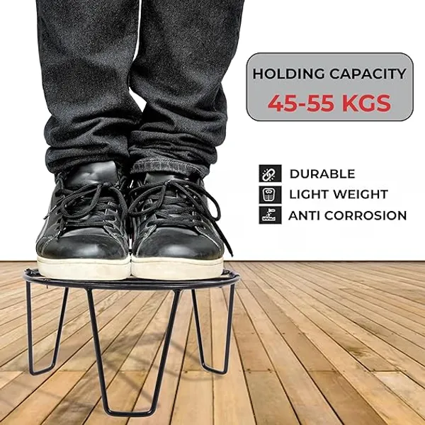 Set_Of_2_Black_Round_Metal_Flower_Pot/Plant_Stand_|_For_Home_Garden_Balcony_Living_Room_Decoration