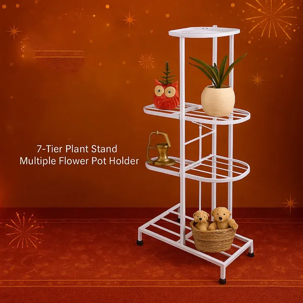 White_7_Tier_Plant_Stand_Multiple_Flower_Pot_Holder_Shelves_Planter_|_Rack_Storage_Organizer_Display_|_For_Indoor_Outdoor_Garden_Balcony