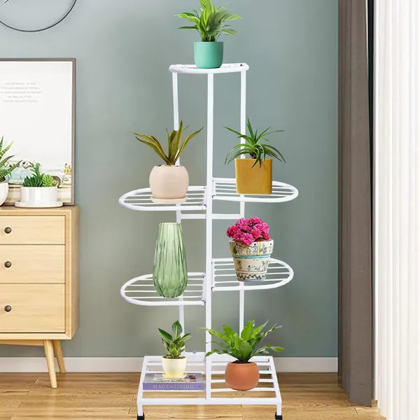 White_7_Tier_Plant_Stand_Multiple_Flower_Pot_Holder_Shelves_Planter_|_Rack_Storage_Organizer_Display_|_For_Indoor_Outdoor_Garden_Balcony