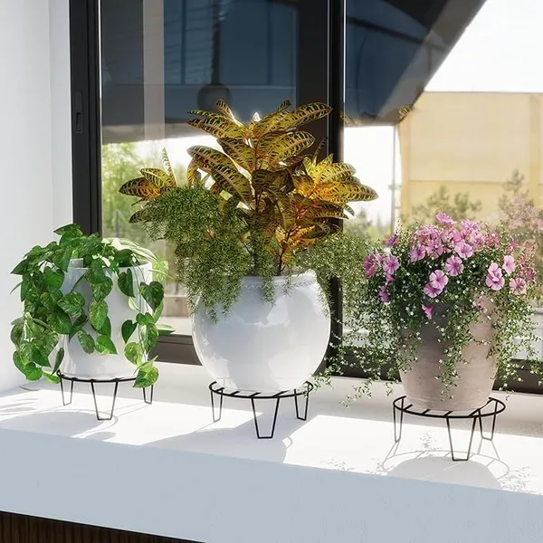 Set_Of_15_Black_Round_Metal_Flower_Pot/Plant_Stand_|_For_Home_Garden_Balcony_Living_Room_Decoration