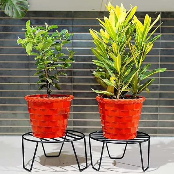 Set_Of_15_Black_Round_Metal_Flower_Pot/Plant_Stand_|_For_Home_Garden_Balcony_Living_Room_Decoration