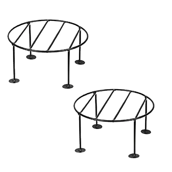Set_Of_2_Black_Metal_Round_Flower_Pot/Plant_Stand_|_For_Home_Garden_Balcony_Living_Room_Decoration