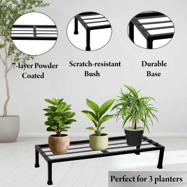 Set_Of_2_Black_Metal_Rectangular_Shape_Stand_|_For_Indoor/Outdoor_Plants_|_24_inches