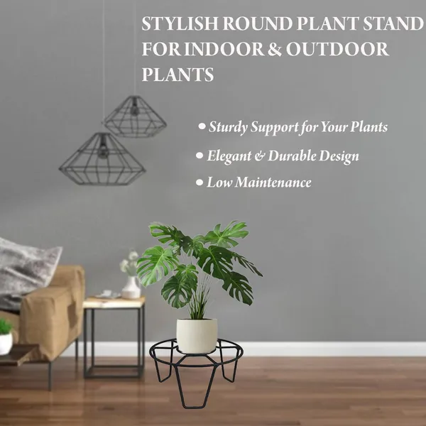 Set_Of_15_Black_Metal_Round_O_Shape_Flower_Pot/Plant_Stand_|_For_Home_Garden_Balcony_Living_Room_Decoration
