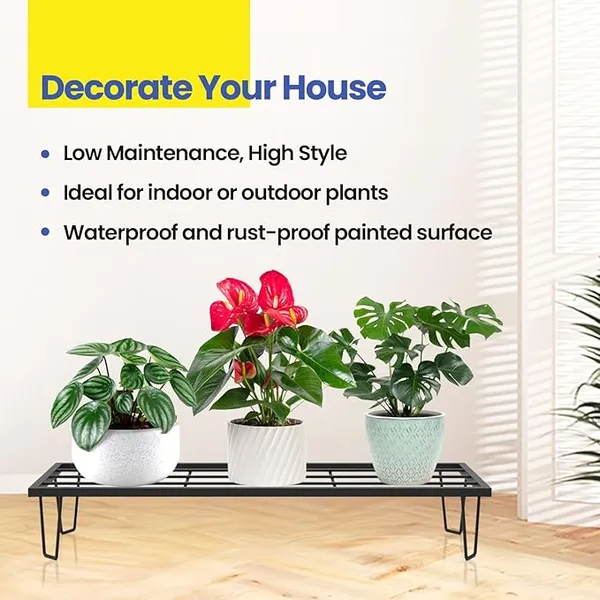 Black_Heavy_Metal_Flower_Pot/Plant_Stand__|_For_Home_Garden_Balcony_Living_Room__Decoration_24_Inches