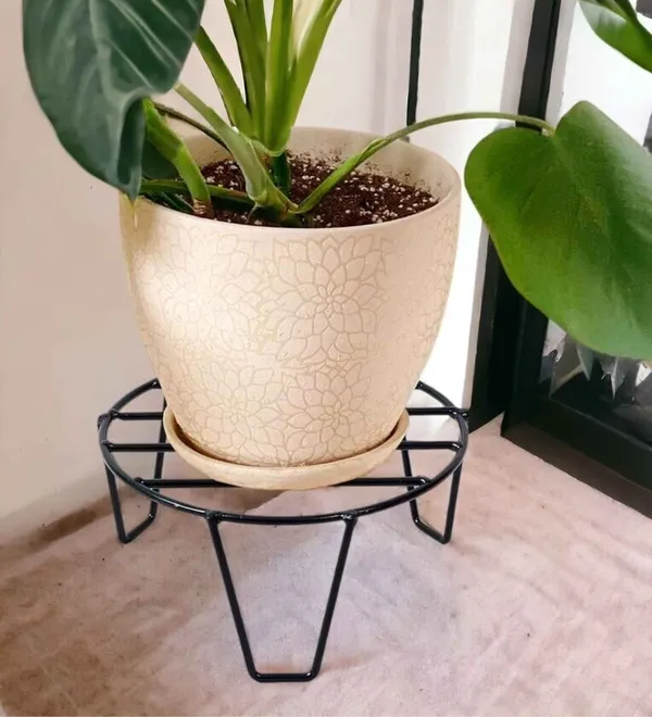 Set_Of_7_Black_Round_Metal_Flower_Pot/Plant_Stand_|_For_Home_Garden_Balcony_Living_Room_Decoration