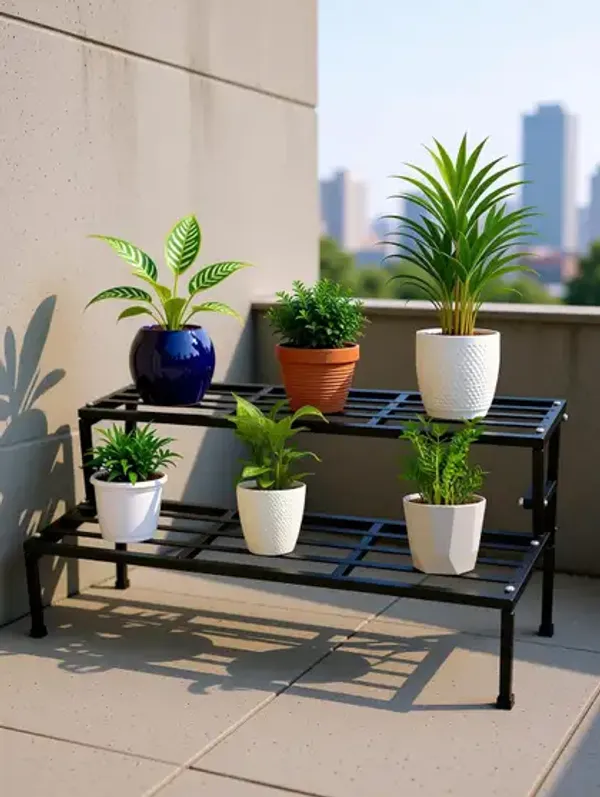 Black_2_Step_Stand_(3ft)_|_For_Multiple_Plants_and_Pots_Stand,_Indoor_Shelf_Holder_Rack,_Gardening_Stand,_Indoor_Outdoor