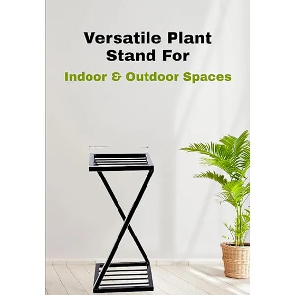 Set_Of_4_Black_Z_Shape_Plant_Stand/Flower_Shelf_|_For_Garden/Balcony/_Corner_Display/Double_Decker_Window_Planted_Stand