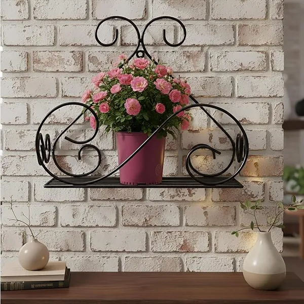 Set_Of_4_Matt_Black_Wall_Mount_Metal_Planter_stand__|_For_Home_Garden_Balcony_Living_Room__Decoration