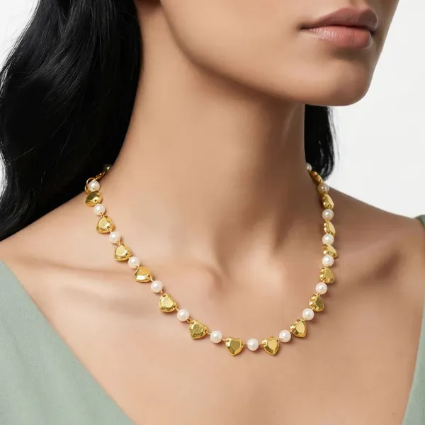 Gold_Toned_Heart_Charm_Pearl_Beaded_Necklace_for_Women