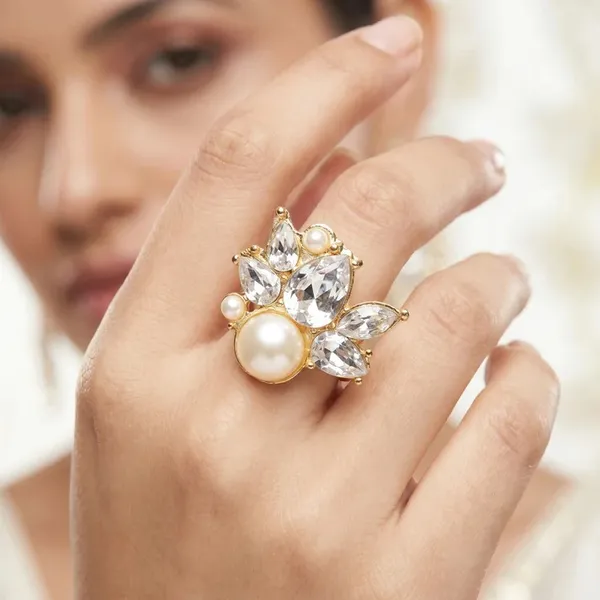 Gold_Toned_Crystal_Pearl_Cluster_Adjustable_Ring_for_Women