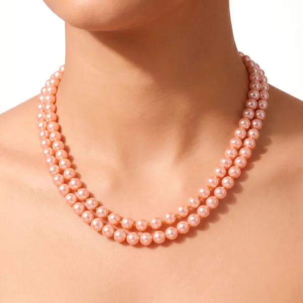 Peach_Pearl_Double_Strand_Beaded_Necklace_for_Women
